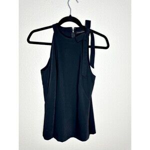 Banana Republic Blouse Womens 4 Black Halter Bow Neck Sleeveless Top Back Zip